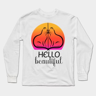 Hello Beautiful Cat Looking in a Mirror Long Sleeve T-Shirt